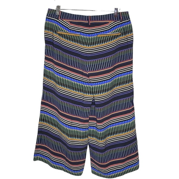 LOFT MULTI STRIPE MULTI COLOR WIDE LEG CROP PANTS WITH POCKETS SZ  12P - Picture 4 of 13